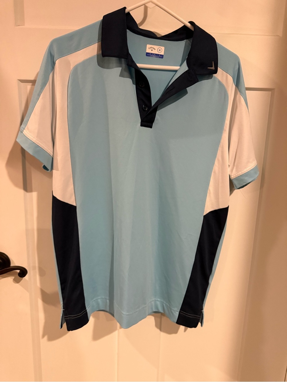 Callaway Light Blue, Navy & White Golf Polo